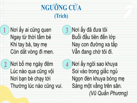 Bài giảng Tiếng Việt 3 (Kết nối tri thức) - Bài 17: Ngưỡng cửa - Năm học 2024-2025 - Trường Tiểu học Quang Trung