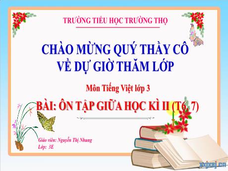 Bài giảng Tiếng Việt 3 (Kết nối tri thức) - Ôn tập giữa học kì II (Tiết 6+7) - Năm học 2024-2025 - Nguyễn Thị Nhung