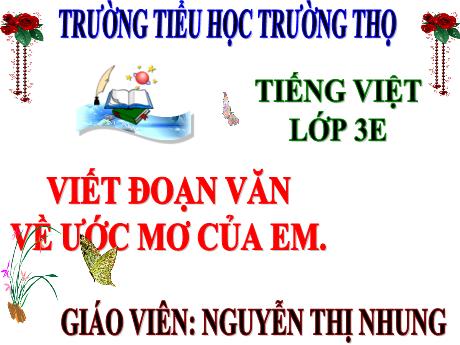 Bài giảng Tiếng Việt 3 (Tập làm văn) Kết nối tri thức - Bài 14: Viết đoặn văn về ước mơ của em - Năm học 2024-2025 - Nguyễn Thị Nhung