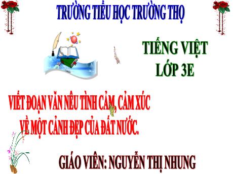 Bài giảng Tiếng Việt 3 (Tập làm văn) Kết nối tri thức - Bài 20: Viết đoạn văn nêu tình cảm, cảm xúc về một cảnh đẹp của đất nước - Năm học 2024-2025 - Nguyễn Thị Nhung