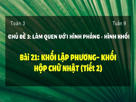 Bài giảng Toán 3 (Kết nối tri thức) - Bài 21: Khối lập phương, khối hộp chữ nhật (Tiết 2) - Năm học 2024-2025 - Trường Tiểu học Trường Thọ