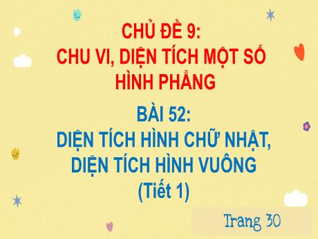 Bài giảng Toán 3 (Kết nối tri thức) - Bài 52: Diện tích hình chữ nhật, diện tích hình vuông - Năm học 2024-2025 - Trường Tiểu học Quang Trung