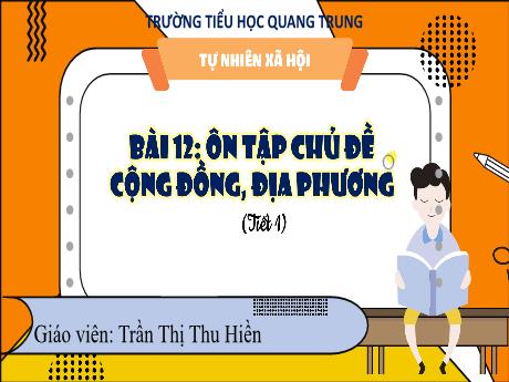 Bài giảng Tự nhiên và Xã hội 3 (Kết nối tri thức) - Bài 12: Ôn tập chủ đề cộng đồng, địa phương (Tiết 1) - Năm học 2024-2025 - Trần Thị Thu Hiền