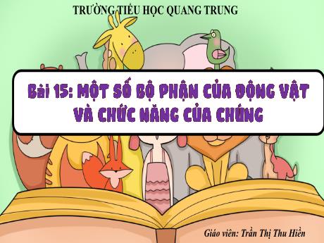 Bài giảng Tự nhiên và Xã hội 3 (Kết nối tri thức) - Bài 15: Một số bộ phận của động vật và chức năng của chúng - Năm học 2024-2025 - Trần Thị Thu Hiền